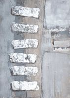 Abstract Print in Gray, Beige, White and Taupe