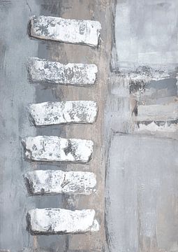 Abstract Print in Gray, Beige, White and Taupe by Ela Szczepaniak