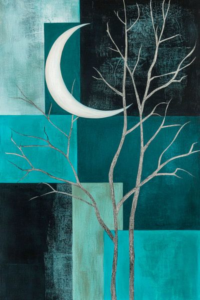 Moonlight over barren trees in a blaze of colour by Poster Art Shop