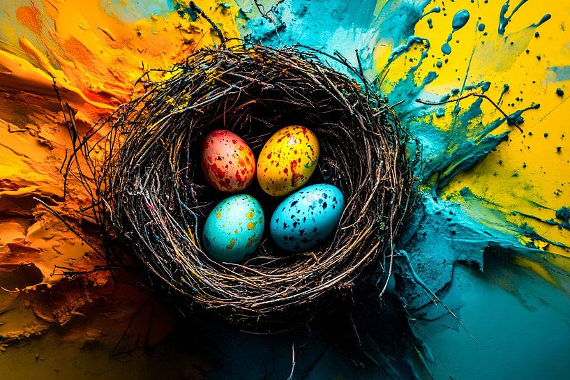 Nid d'oiseau coloré avec des œufs par Art & Soul Creations