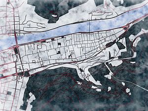 Karte von Heidelberg centrum im stil 'White winter'
