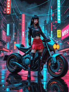 Cyberpunk in der nächtlichen Stadt