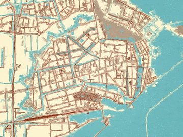 Kaart van Enkhuizen in de stijl Blauw & Crème van Map Art Studio