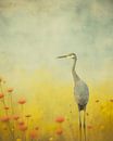 Modern landscape in pastel colours with heron by Studio Allee thumbnail