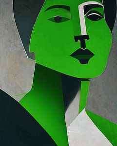 Portrait d'une femme en vert sur Jan Keteleer