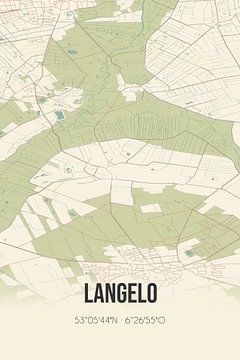 Carte ancienne de Langelo (Drenthe) sur Rezona