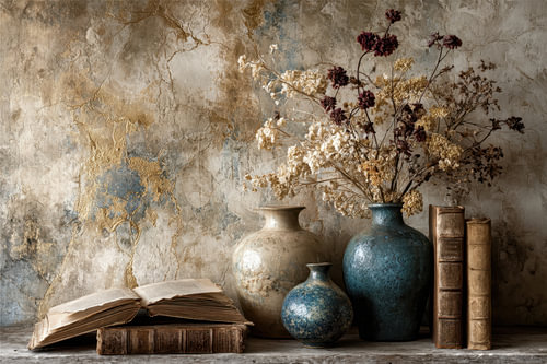 Vases and Books – A Serene Wabi-Sabi Still Life
