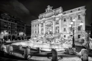 Fontana die Trevi Brunnen in Rom. Schwarz-weiss Bild.