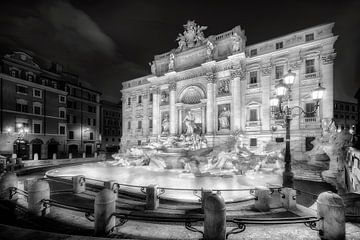 Fontana die Trevifontein in Rome. Balck & White. van Manfred Voss, Zwart-Wit Fotografie