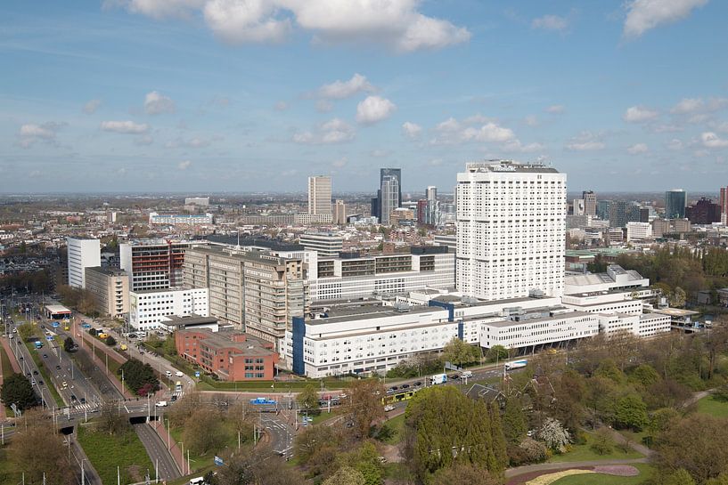 Skyline van Rotterdam met uitzicht op het Erasmus MC van W J Kok