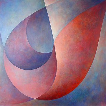 Blauw Rood | Abstract Blauw en Rood van Modern Collection