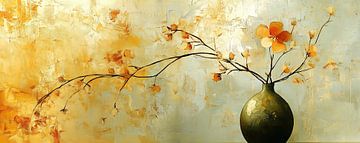 Flower Vase | Golden Branch by Eye catching paintings