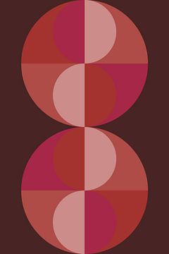 Abstracte geometrische kunst in retrostijl in roze, terra, bruin nr. 9
