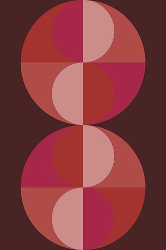 Abstracte geometrische kunst in retrostijl in roze, terra, bruin nr. 9