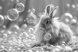 Oops! A rabbit in the bathroom - a charming bathroom picture for your WC by Poster Art Shop