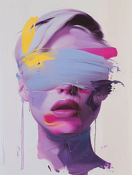 Portrait abstrait coloré sur Carla Van Iersel