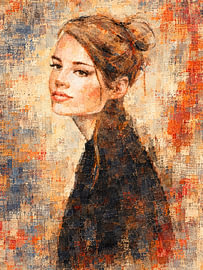 Sfeervol Portret met Textuur en Warme Aardetinten