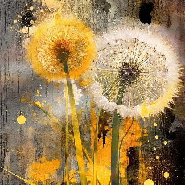 Floral fantasy: abstract dandelion art with a rustic touch by Floral Abstractions