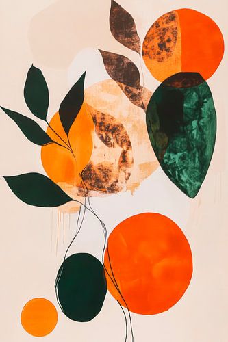 Cercle et feuille - une composition colorée