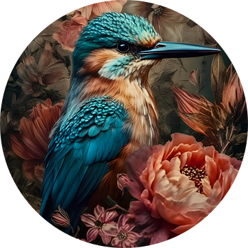 IJsvogel tussen de kleurrijke bloemen van But First Framing