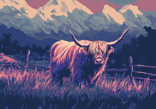 Hooglandse koe - Pixel Art