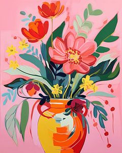 Super bunte Vase mit Blumen