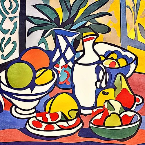 Milk and fruit matisse inspired