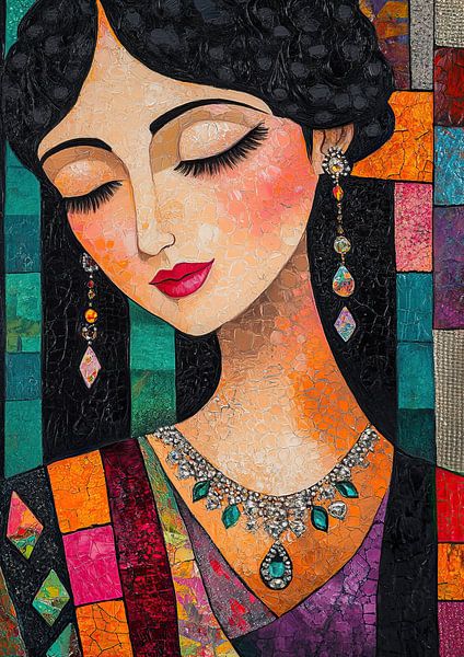 Colourful Female Portrait by Eye catching paintings