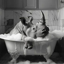 Rhinoceros in the bathtub - A unique bathroom picture for your WC by Poster Art Shop