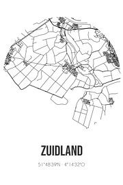 Zuidland (South Holland) | Carte | Noir et Blanc sur Affiches de lieux