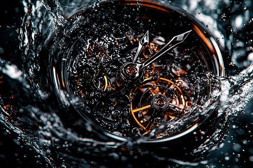Horloge met dynamisch water