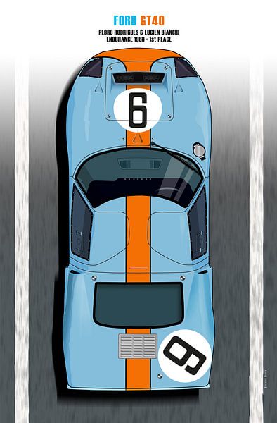 Ford GT40, Rodriguez + Bianchi, LM 1968 von Theodor Decker