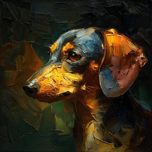 Stimmungsvolles Dackelbild in Öl