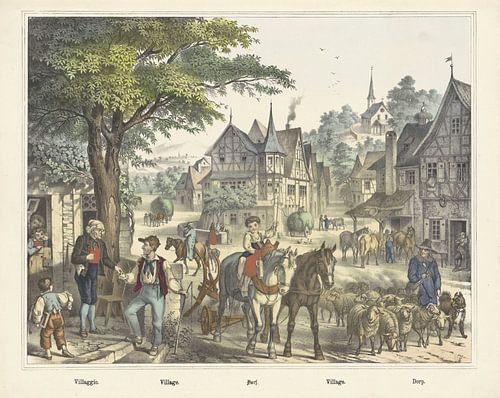 Villaggio. / Dorf. / Dorf. / Village. / Dorf, Firma von Joseph Scholz, 1829 - 1880