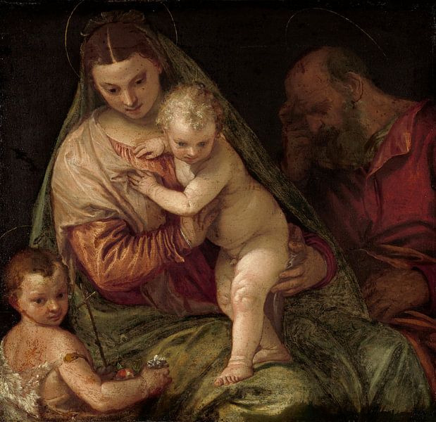 Heilige Familie mit dem jungen Heiligen Johannes, Paolo Veronese (Workshop von) von Meisterhafte Meister