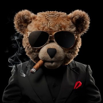 Knuffelbeer - teddybeer met sigaar en zonnebril van TheXclusive Art