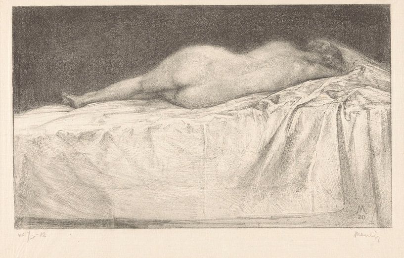 Simon Moulijn, Femme nue allongée sur un lit, 1920 par Atelier Liesjes