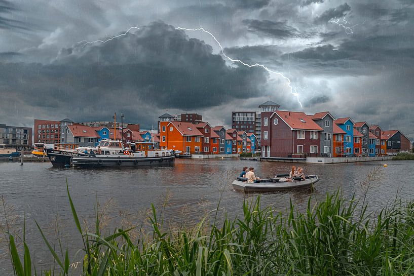 Gewitter über dem Reitdiep in Groningen. von Elianne van Turennout
