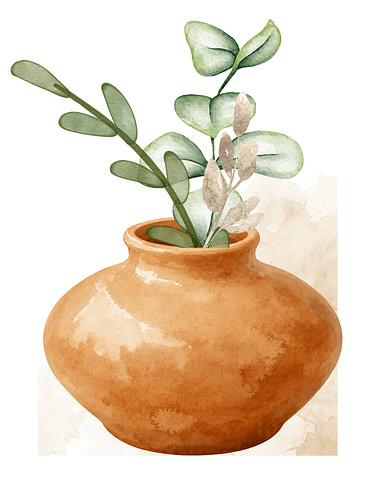Aquarel terracotta vaas
