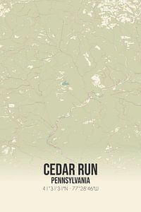 Vintage landkaart van Cedar Run (Pennsylvania), USA. van Rezona