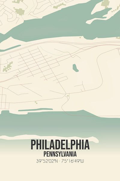 Carte ancienne de Philadelphie (Pennsylvanie), Etats-Unis. par Affiches de lieux