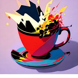 Rode kop koffie ontploffing van Cloud Sky