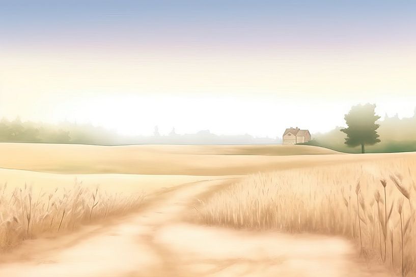 Beige Painting Peaceful Retreat | Horizon by Eye catching paintings