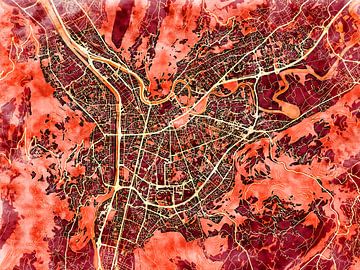 Kaart van Grenoble in de stijl 'Amber Autumn' van Maporia