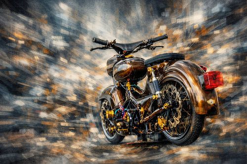 Abstrakter Hintergrund mit dichter Überlagerung und scharfem Oldtimer Zentrum