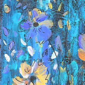 Coquette II - Fleurs Bleu Jaune sur Claudia Gründler