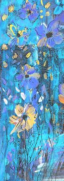 Coquette II - Flowers blue yellow by Claudia Gründler