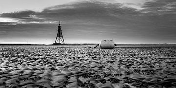 Noordzee bij Cuxhaven in zwart-wit van Manfred Voss, Zwart-Wit Fotografie