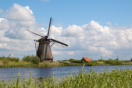 Traditional windmills at Kinderdijk on a lovely summer’s day