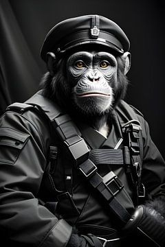 Chimpansee leger grappig van Ayyen Khusna